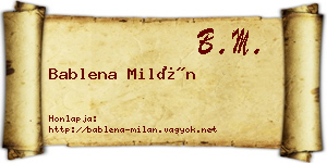 Bablena Milán névjegykártya