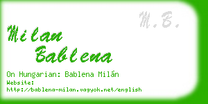 milan bablena business card